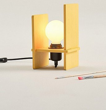 Jotex LEHO Tischlampe aus Holz in Gelb und Weiß, Höhe: 40,0 cm - Bild 1