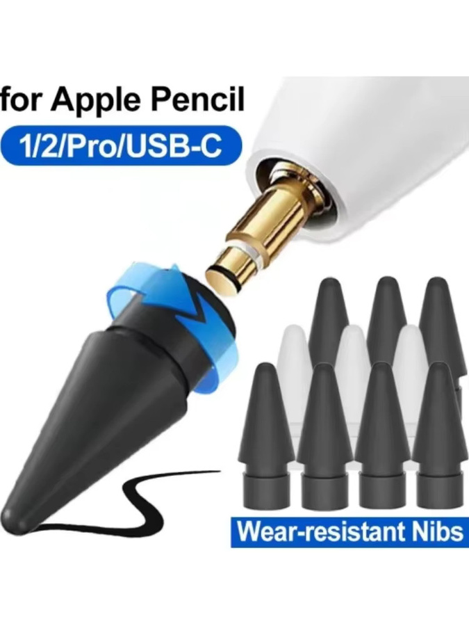 Schwarze Ersatzspitzen für Apple Pencil 1. und 2. Generation, universelle und verschleißfeste Präzisionsspitzen - Bild 3