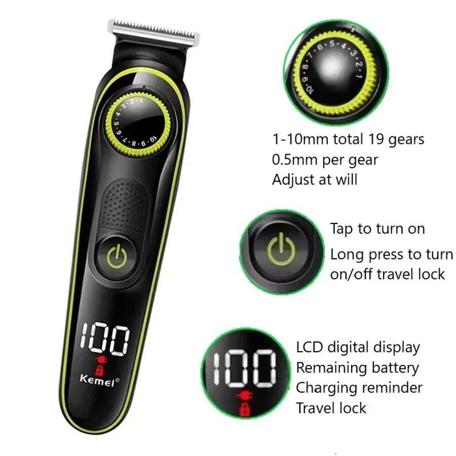 Kemei KM-696 Multifunktionaler Trimmer 5-in-1, Schwarz, Herren - Bild 2
