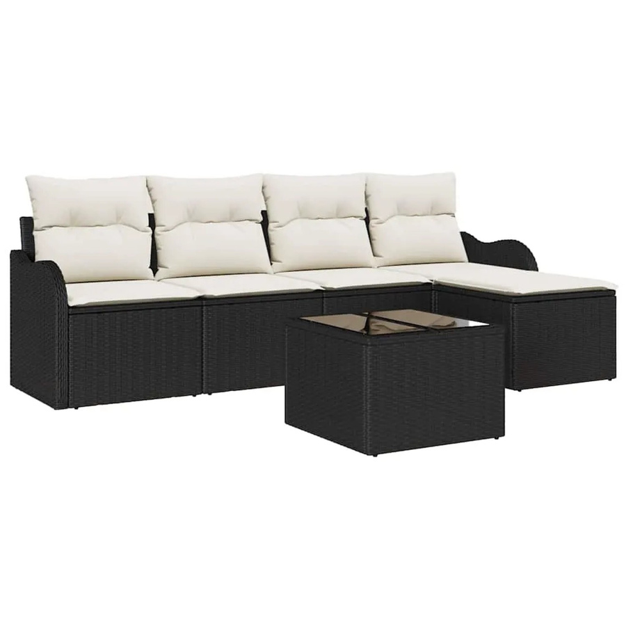 vidaXL Garten-Sofa-Set aus Poly Rattan in Braun mit 6-teiliger Polstergarnitur und integriertem Kissen-Speicher - Bild 2