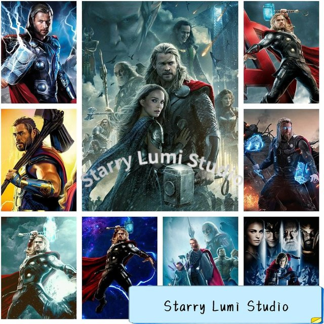 KAYOU Thor Marvel Film DIY 5D Diamant-Malerei-Set mit runden Steinen in Multicolour, B/H: 30,0 x 20,0 cm - Bild 1