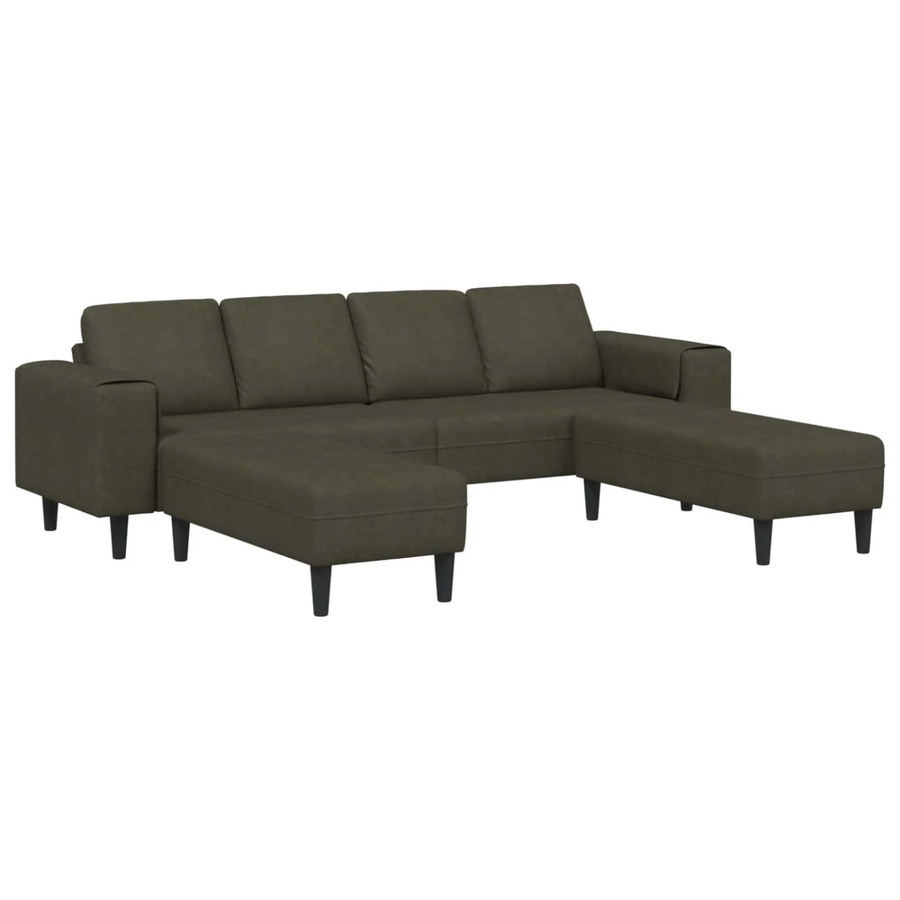 vidaXL Wohnzimmer Couch Set in L-Form, 3-teilig, Olivegrün, mit passendem Ottoman und Dekokissen - Bild 2