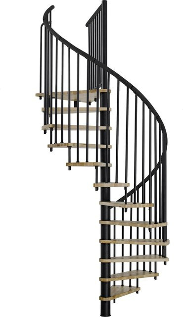 Minka Spindeltreppe Spiral Effect in Eiche Schwarz mit Durchmesser: 140 cm für eine Raumhöhe bis 309 cm - Bild 1