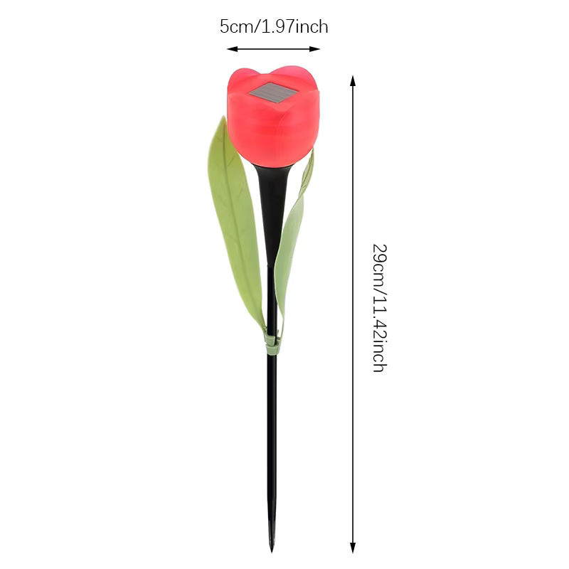 SHENZHITECH 10er Set Solar LED Tulpen Lampen Rot für die Gartenbeleuchtung mit Erdspieß und wasserdichtem Design - Bild 2
