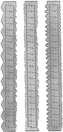 GoolRC 3er Set Unregelmäßige Kanten Lineale aus Kohlenstoffstahl in Silber für Scrapbooking und Kartenherstellung