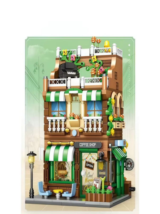 CACO BLOCKS Kaffeehaus-Baustein-Set, DIY-Straßenansicht-Haus-Bausteine-Kit - Bild 3