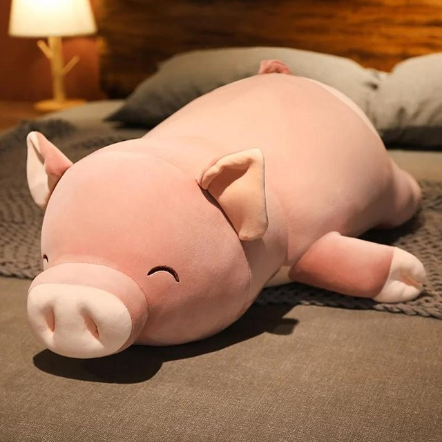 Kidsly Liegendes Rosa Schweinchen, Stoffpuppe, Plüsch, 80cm - Bild 1