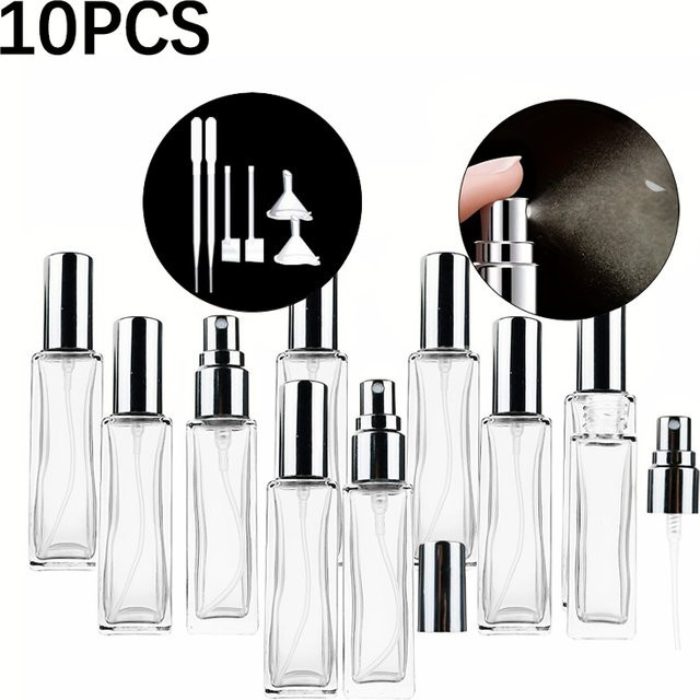 MUB Parfüm-Sprühflasche, 10 Stück, 10 ml, transparent, quadratisch - Bild 1