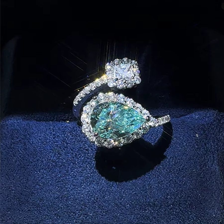 Serenity Day Ring, 925 Silber, Moissanit, Blaugrün, Damen - Bild 2