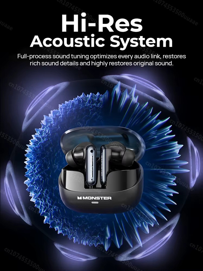 Monster A03 Hybrid ANC Bluetooth 6.0 TWS Ohrhörer mit aktiver Geräuschunterdrückung und Tiefbass in Beige - Bild 5