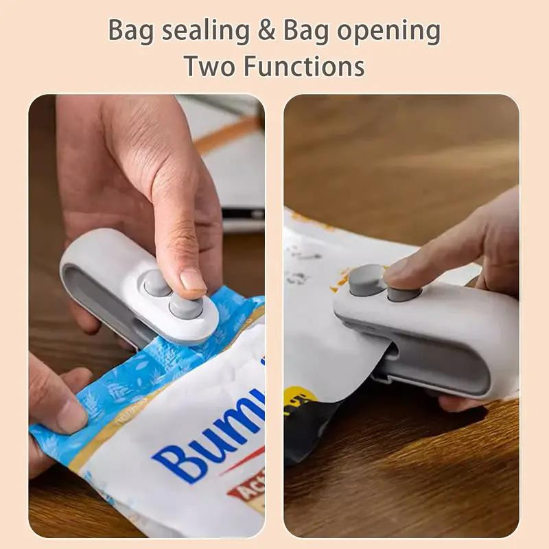 2-in-1 wiederaufladbarer Mini-Snackbeutel-Versiegeler mit Cutter, Hitze-Vakuumversiegeler zur Aufbewahrung frischer Lebensmittel in Blau - Bild 4