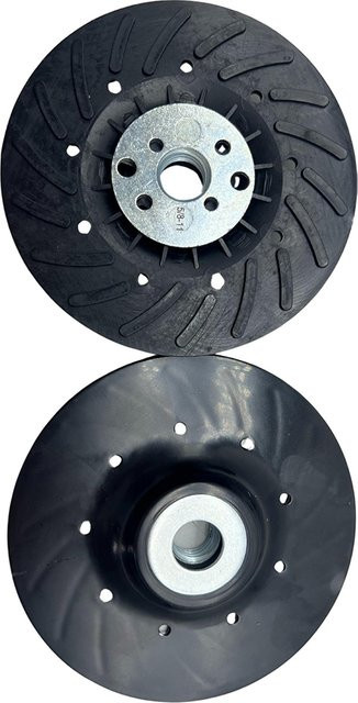 Vibratite Schleifscheiben-Stützteller in Schwarz für Winkelschleifer mit spiralförmigen Kühlrippen, passend für Harzfaserscheiben, M14 und 5/8–11 Gewinde, 4,5–7 Zoll - Bild 1