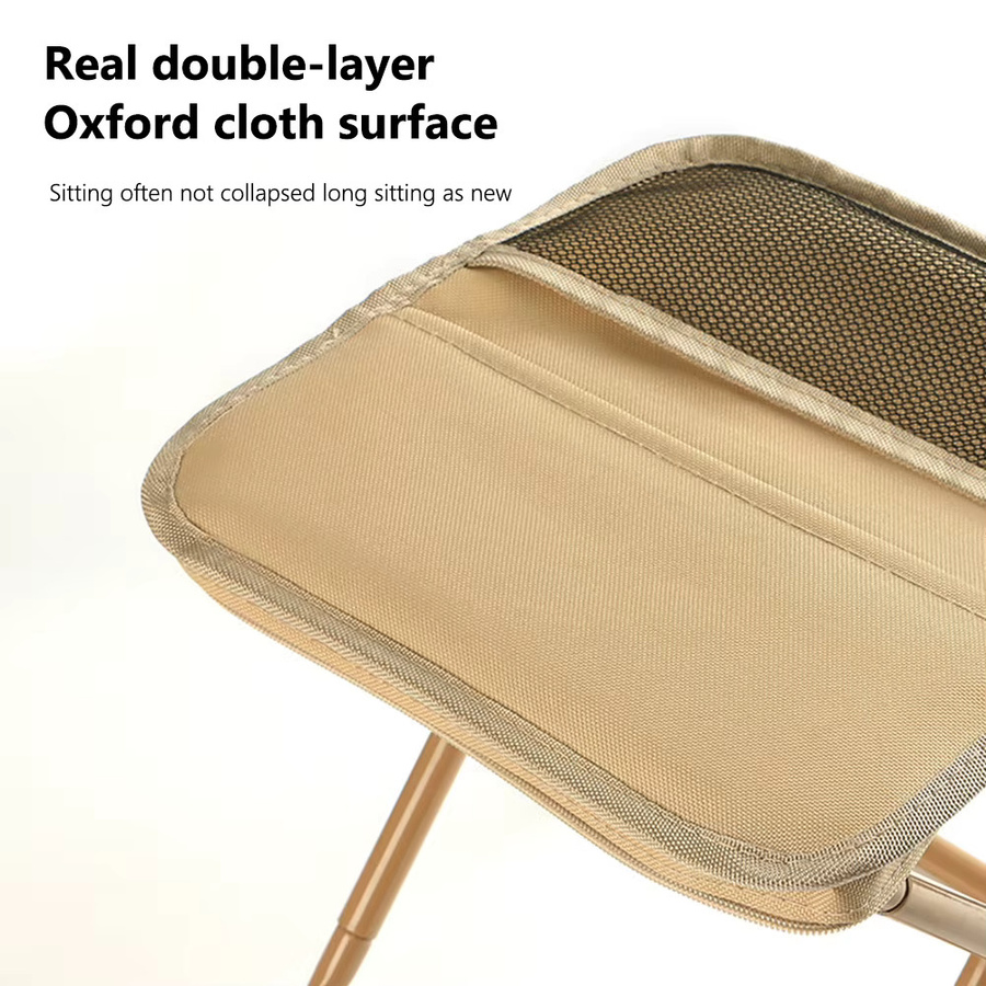 Alloet Rucksackhocker mit integriertem Aufbewahrungsstuhl und Netztasche, zusammenklappbarer Outdoor-Sitz aus Textilene und Metall, Beige - Bild 3