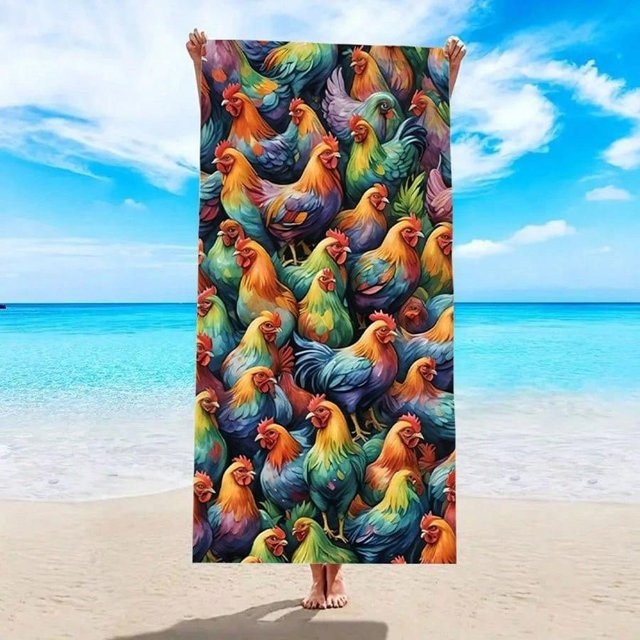JMG Household Supplies Flamingo Palmenblatt Strandtuch aus Mikrofaser, Multicolour, B/H: 100 x 180 cm - Bild 1