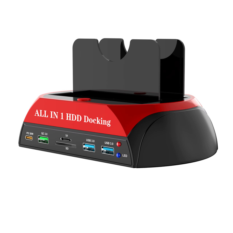 Deepartner All-in-One SATA/IDE HDD/SSD-Dockingstation mit Offline-Kloning, USB 3.0 Hub, SD/TF-Kartenleser und PD/QC-Schnellladung für 2,5 und 3,5 Zoll Festplatten - Bild 2