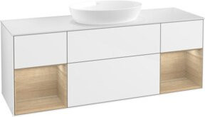 V&B Waschtischunterschrank Finion mit Wandbeleuchtung, Farbe Weiß lackiert, Breite: 160 cm, Tiefe: 50,1 cm, Höhe: 50,1 cm - Bild 1