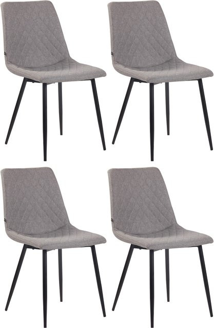 CLP 4er Set Esszimmerstühle Telde in Grau mit gestepptem Stoff und Metallgestell - Bild 1
