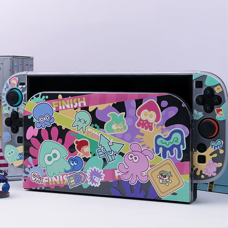 Nintendo Switch 2 und Switch OLED Schutzhülle mit buntem Splatoon Anime Muster in Multicolor - Bild 3