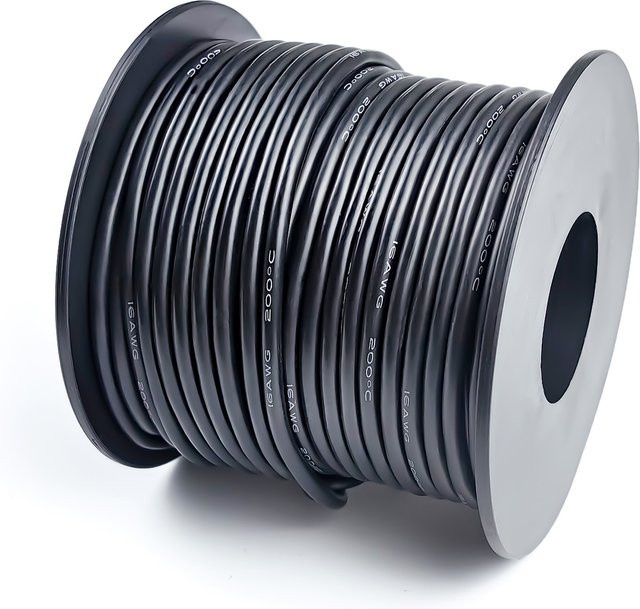 Flexibles Silikon-Anschlusskabel aus verzinnter Kupferlitze in Schwarz, verschiedene AWG-Stärken von 16 bis 30 - Bild 1