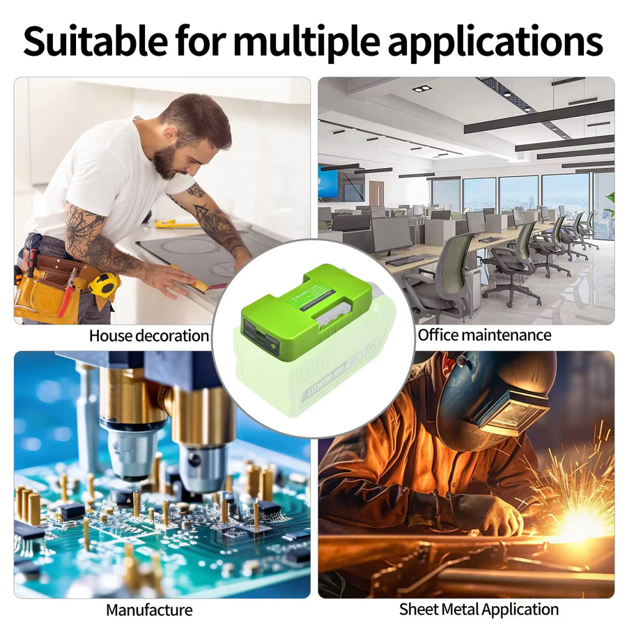 Batteriehalter mit USB Typ-C Adapter für Makita Ryobi und Greenworks 40V Akkus zur Schnellladung - Bild 5