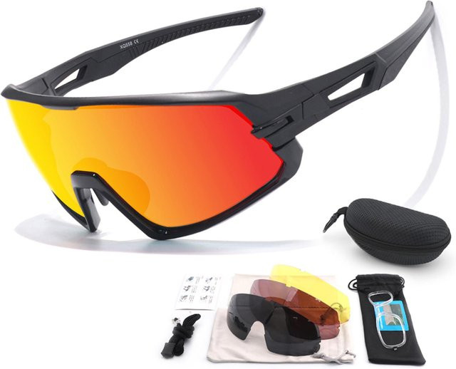 TOMTOP Sportsonnenbrille, Vollrand, Kunststoff, polarisiert, Unisex, orange - Bild 1