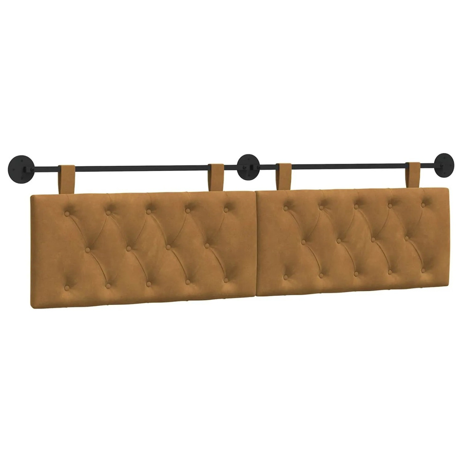 vidaXL Wandmontiertes Polsterpaneel aus Samt in Braun, B/H/T: 190 x 55 x 7 cm - Bild 2