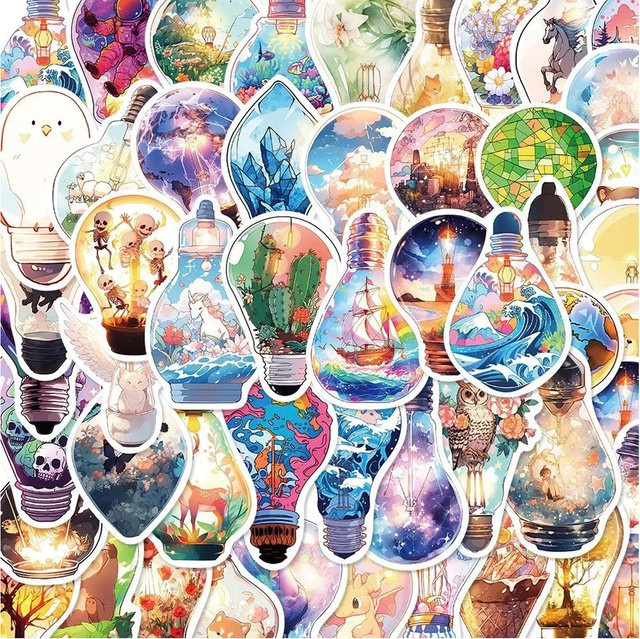 Charile Glühbirnen-Welt-Aufkleber, Cartoon, multicolor, 10-teiliges Set - Bild 1