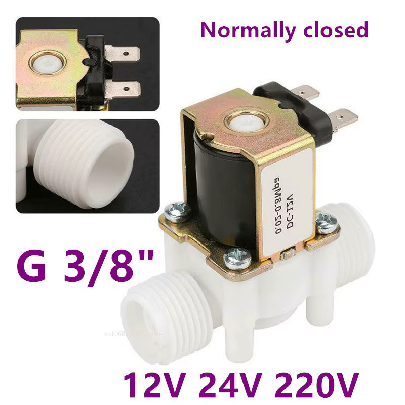 xmshxltd Kunststoff-Magnetventil in Weiß, normalerweise geschlossen, G3/8 Zoll Dreipunkt-Außengewinde, kompatibel mit 12 V, 24 V und 220 V zur Wassersteuerung - Bild 2