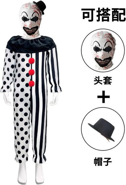 Terrifier Clown Kostüm, Horror, Cosplay, Set, Kinder, 140cm - Bild 1