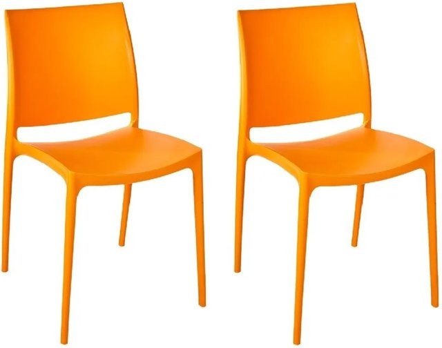 KMND Stuhl Emma 2er Set Hellorange stapelbar und wetterfest - Bild 1