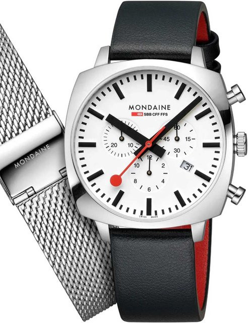 Mondaine Chronograph Herrenuhr, Edelstahl, Quarz, 41 mm, 5 ATM - Bild 1