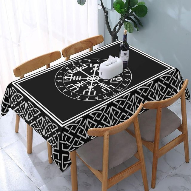 Wasserdichte Tischdecke Wikinger Kelten von JMG Household Supplies in Schwarz Weiß, B: 140 cm, T: 180 cm - Bild 1