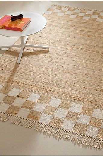 Jotex AUREA Juteteppich in Beige mit Fransen, gewebt aus Jute und Baumwolle, rechteckig - Bild 1