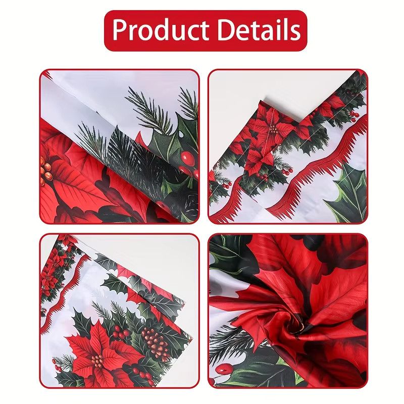 Weihnachten Polyester Vorhang Volant mit Frohe Weihnachten Motiv für Winter Party Deko, B/H: 139 x 46 cm - Bild 4