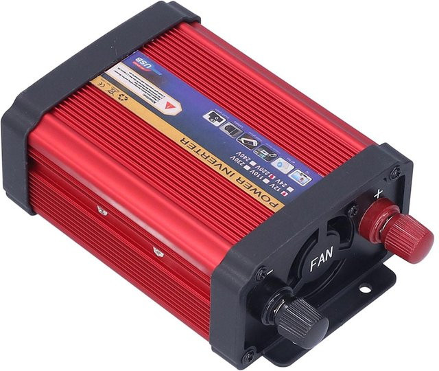 Koogeelife Tragbarer 400W Auto-Stromwandler mit 2 USB-Anschlüssen für Schnellladung, Modifizierte Sinuswelle, 12V-220V, Farbe: Rot - Bild 1