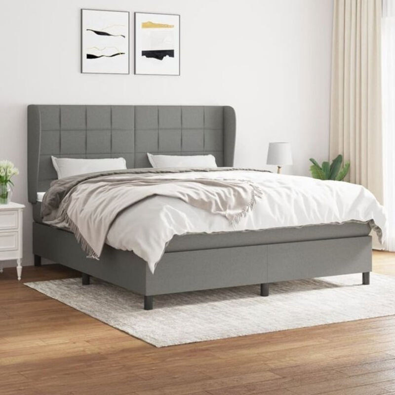 vidaxl Boxspringbett mit Matratze aus Stoff in Grau B/T/H: 180 x 200 x 118 cm - Bild 1