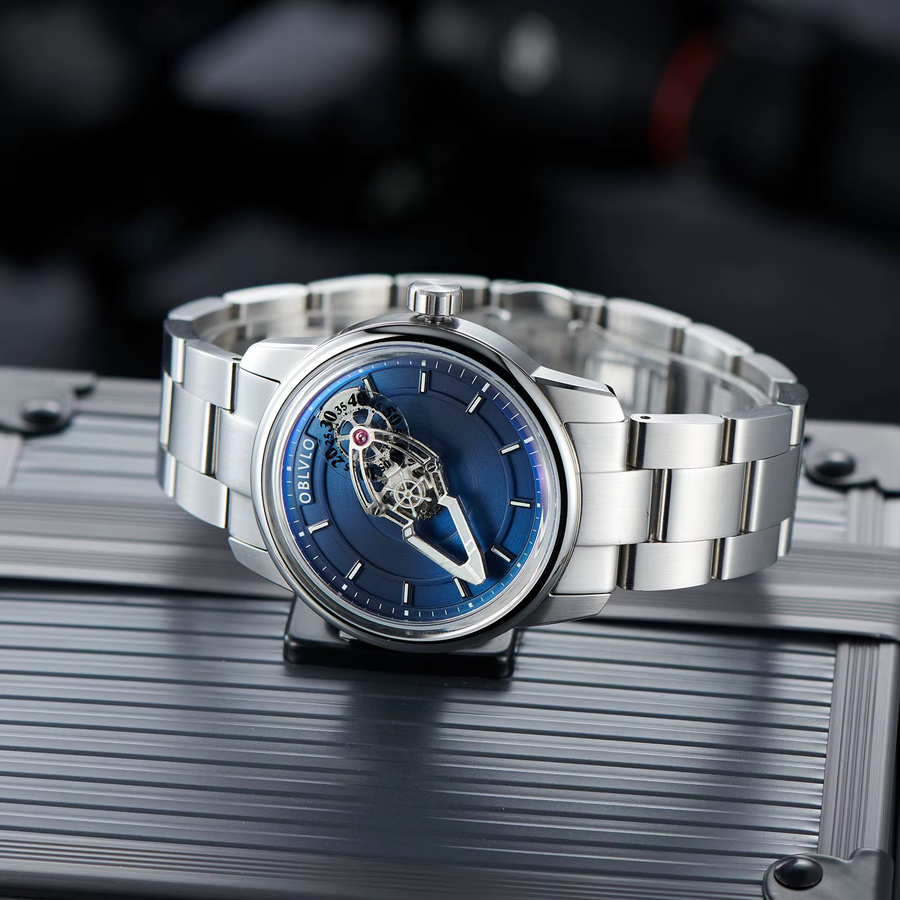 OBLVLO Armbanduhr Automatik, Edelstahl, Blau, Herren - Bild 2