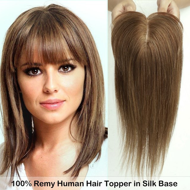 HAIRCUBE Remy-Echthaar-Topper mit Pony, honigbraun, Damen - Bild 1