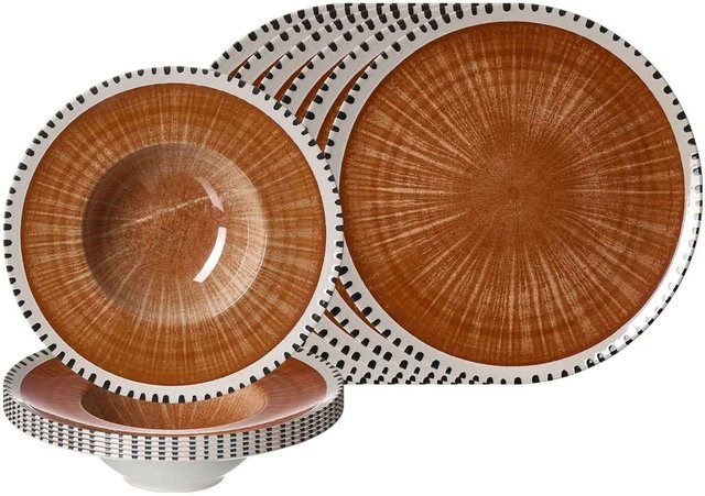Ritzenhoff & Breker Pizza- und Pasta-Set Natura 12-teilig aus Stoneware in Braun - Bild 1