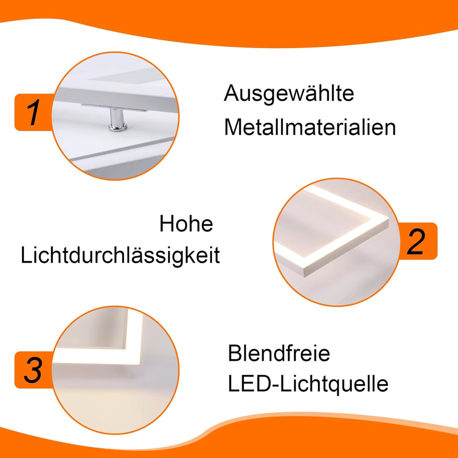 Cliheet 2-flammige LED-Deckenleuchte in Weiß, rechteckig, 32W, 3000K warmweiß - Bild 2