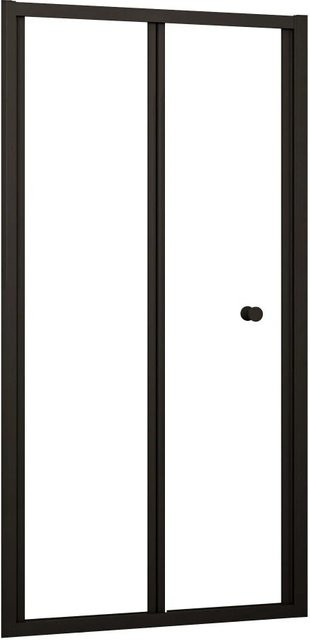 AICA Duschfalttür Nischentür aus ESG Sicherheitsglas in Mattschwarz, B: 90 cm, H: 195 cm - Bild 1