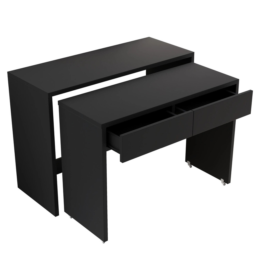 okwish Regalschreibtisch ausziehbar mit Rollen in Schwarz, B/T/H: 110 x 78 x 40 cm - Bild 2