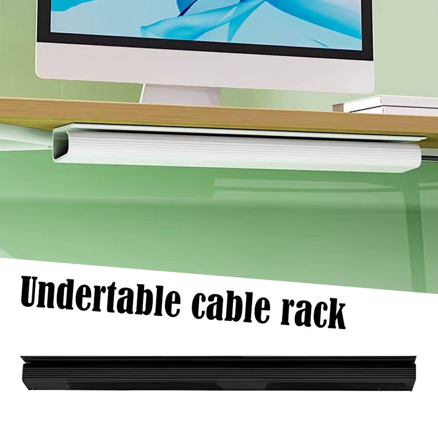 Schreibtisch Kabelkanal aus PVC in Schwarz, 40 cm Länge, zur einfachen Montage ohne Bohren für dein Kabelmanagement unter dem Tisch - Bild 4