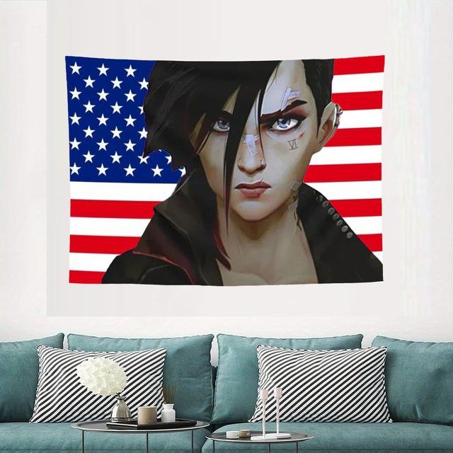 Oshu Wandbehang Pit Fighter Vi Amerikanische Flagge als Wandteppich für Heimdekoration und Outdoor-Festivals - Bild 1