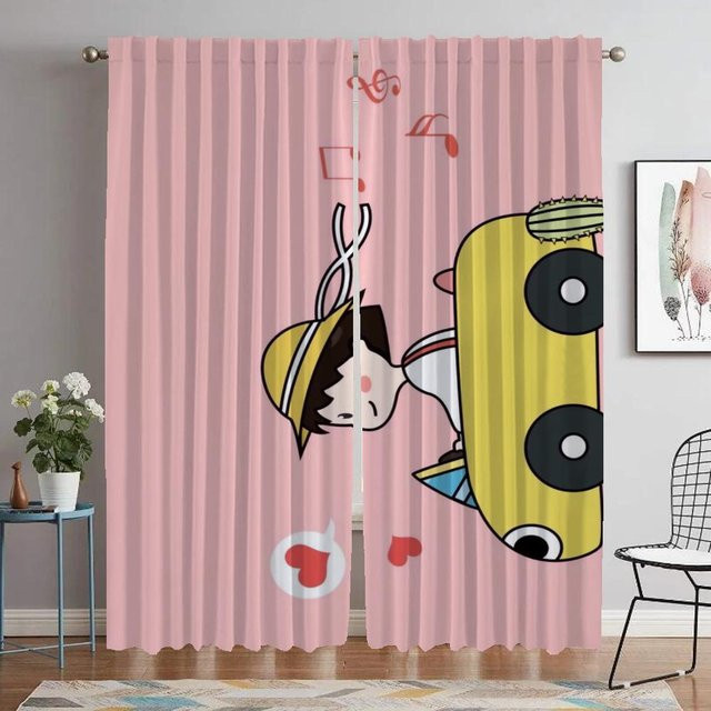 Yiran Furniture Halloween Verdunkelungsvorhang Chi-bi Maruko Motiv, 2er-Set, Farbe: Pink, Breite: 60 cm, Höhe: 90 cm - Bild 1