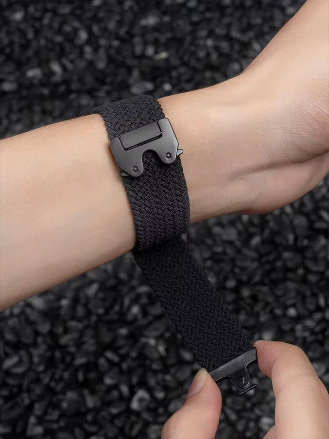 NEY Uhrenarmband Fallschirm-Geflechtband, Schwarz, Unisex - Bild 2