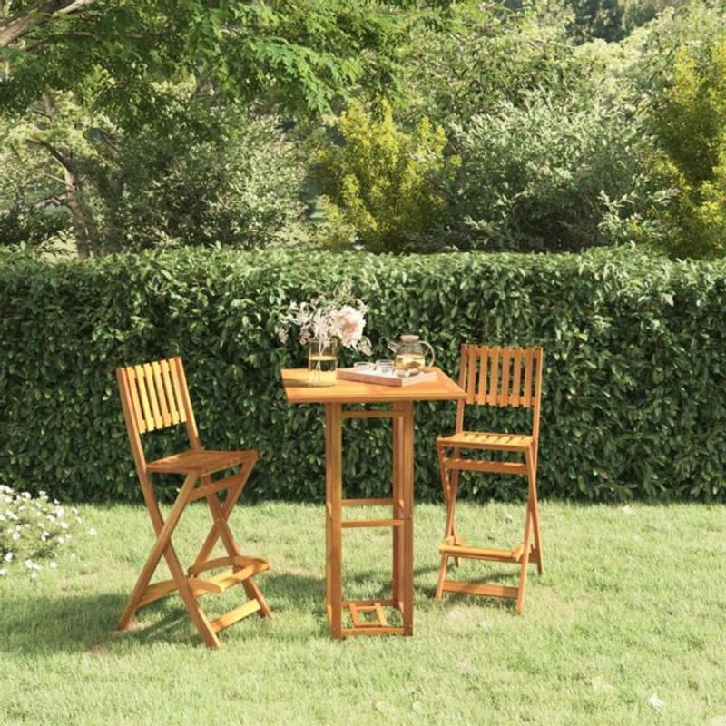 Bistrotisch aus Massivholz Akazie in Braun im Landhausstil von vidaxl, B/T/H: 75 x 75 x 110 cm - Bild 1