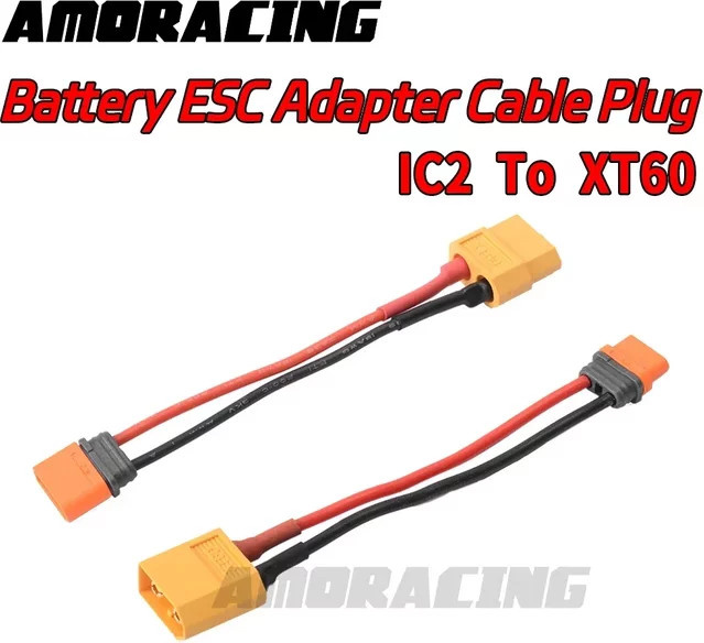 XT60 zu IC2 Adapter Kabel mit männlichem und weiblichem Stecker in Orange für RC Modell Auto und Lithium-Batterie ESC - Bild 1