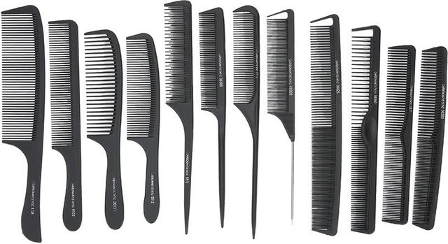 12 Stück Schwarze Kämme Friseurbedarf Styling Werkzeugset - Bild 1