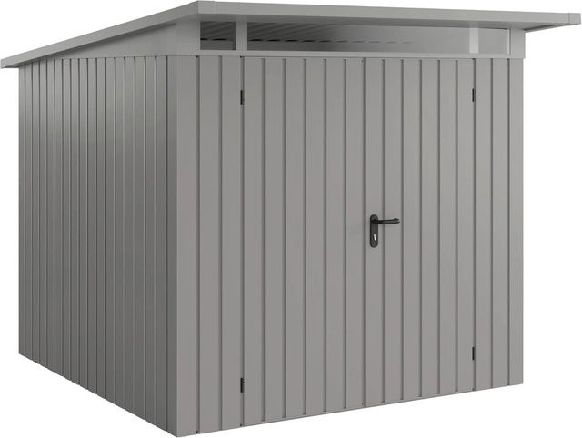 EcoStar Gerätehaus Euroline Pultdach in Graualuminium, 2-flg. mit Oberlicht aus Acrylglas, B: 262 cm, H: 229 cm - Bild 1